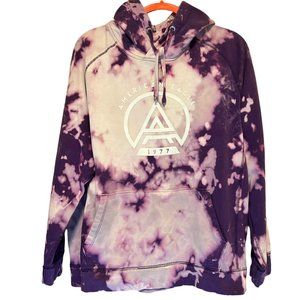 American Eagle Tie Dye Hoodie SweatShirt Purple White LOGO Size L